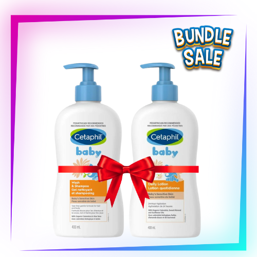 Cetaphil Baby Care Bundle – Wash & Shampoo + Daily Lotion (2 x 400ml)