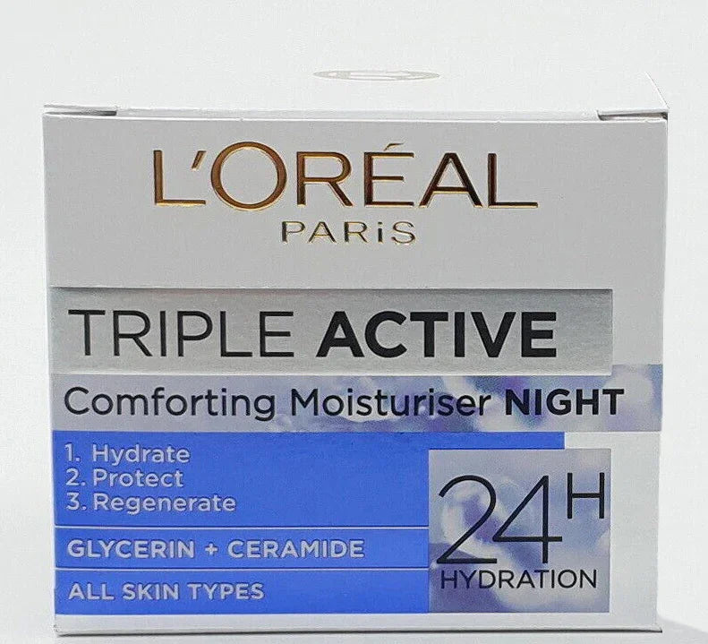 Loreal Paris Triple Active Comforting Moisturiser Night 24h Hydration (50ml)