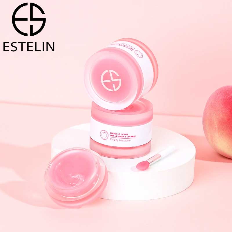 Estelin 3 in 1 Sugar Lip Scrub, Lip Mask, and Lip Balm (Peach) - 5g