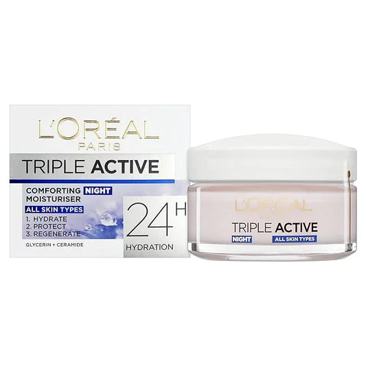 Loreal Paris Triple Active Comforting Moisturiser Night 24h Hydration (50ml)