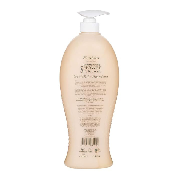 Fruiser Double Moisturising Shower Cream, Goat's Milk UV White with Carrot, 1000ml