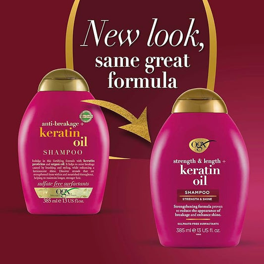 OGX Strength & Length Keratin Oil Shampoo 385ml