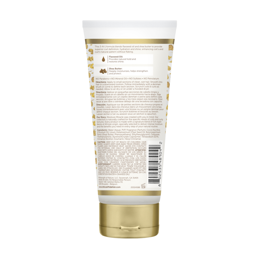 African Pride Moisture Miracle Flaxseed Oil & Shea Butter Gel N’ Cream, 170g