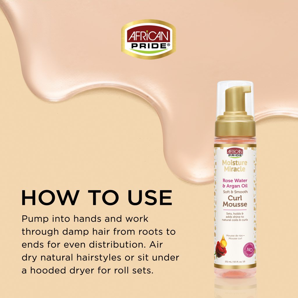 African Pride Moisture Miracle Rose Water & Argan Oil Curl Mousse 251ml