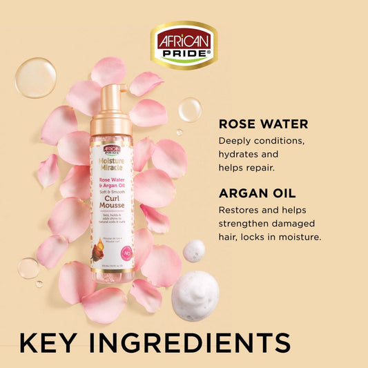 African Pride Moisture Miracle Rose Water & Argan Oil Curl Mousse 251ml