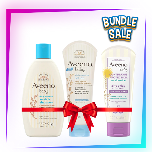 Aveeno Baby Daily Moisturizing Lotion, Wash & Shampoo, and Sunscreen – The Complete Care Set