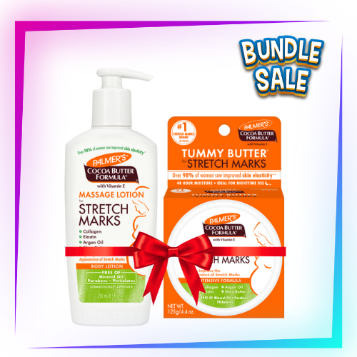 Palmer's Cocoa Butter Stretch Mark Lotion & Tummy Butter for Stretch Marks Bundle – 250ml & 125g