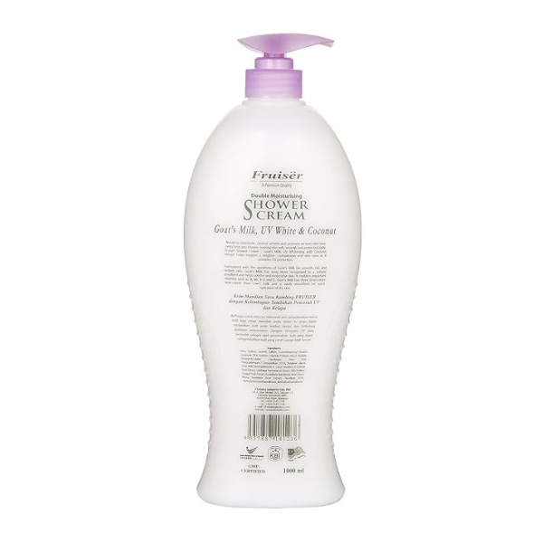 Fruiser Double Moisturising Shower Cream, Goat's Milk UV White with Coconut, 1000ml