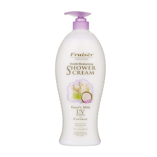 Fruiser Double Moisturising Shower Cream, Goat's Milk UV White with Coconut, 1000ml