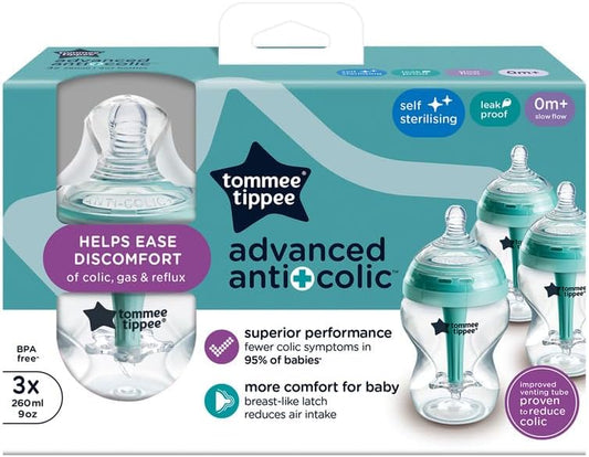Tommee Tippee Advanced Anti-Colic Baby Bottles 260ml Pack of 3