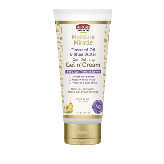 African Pride Moisture Miracle Flaxseed Oil & Shea Butter Gel N’ Cream, 170g